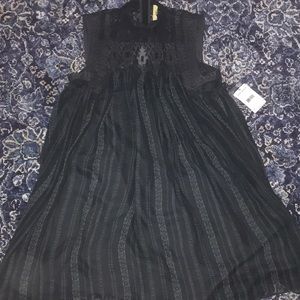 NWT Free People navy beaded lace dress